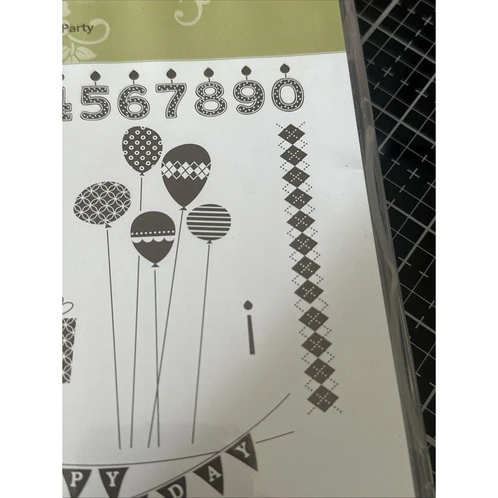 STAMPIN' UP! PATTERNED PARTY STAMP SET BIRTHDAY PRESENTS BALLOONS PRESENTS FLAGS